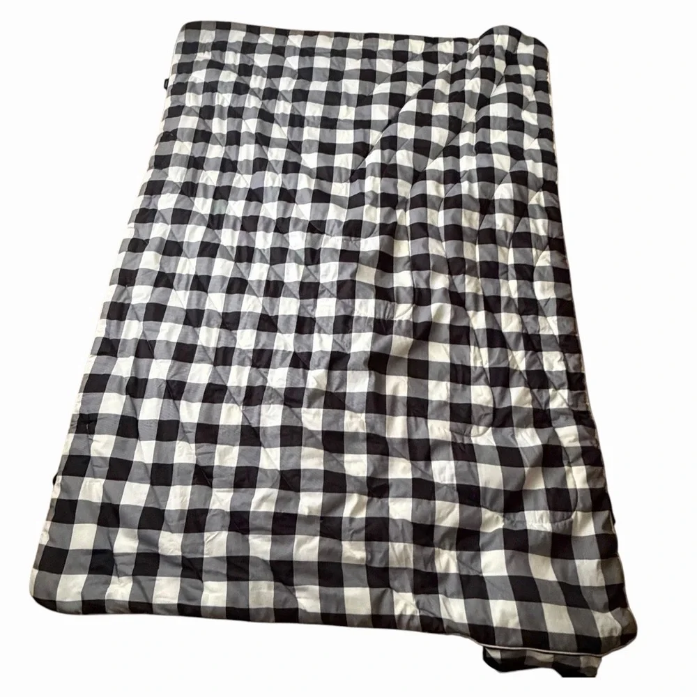 Rumpl The Sherpa Puffy Blanket Black & White Buffalo Plaid 50